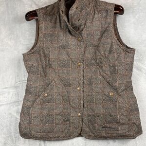 Eddie Bauer Brown Plaid Quilted Vest